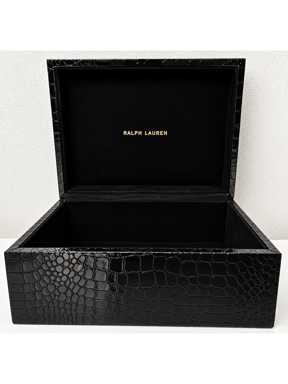 Ralph Lauren Black Alligator Embossed Watch Presentation Box Luxury Storage
